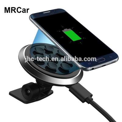 Factory direct sale mobile phone suction cup holder fast qi wireless car charger for samsung s8